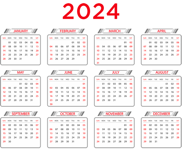 This png image - 2024 Calendar US White PNG Image, is available for free download