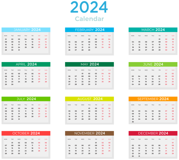 This png image - 2024 Calendar with Colors Clipart, is available for free download