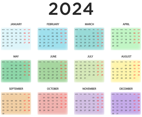 This png image - 2024 Colorful Calendar EU PNG Image, is available for free download