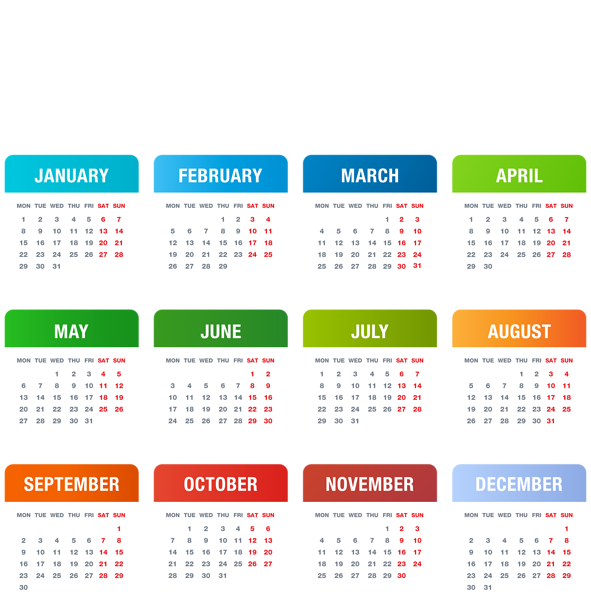 This png image - 2024 EU Calendar Colorful Transparent PNG Image, is available for free download