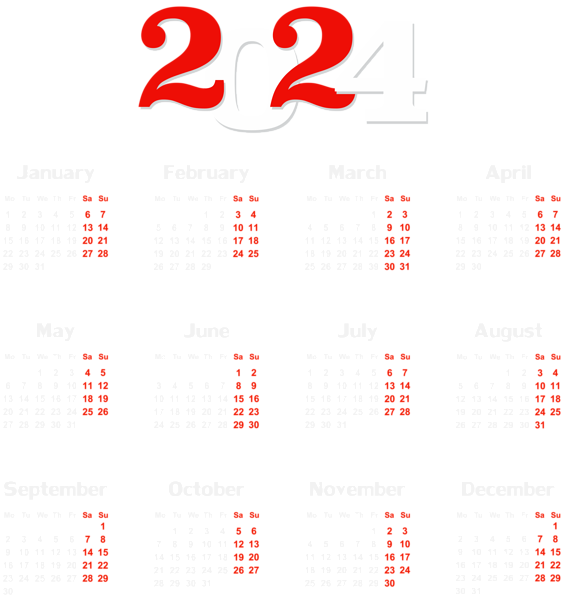 This png image - 2024 EU Calendar White Transparent PNG Clip Art, is available for free download