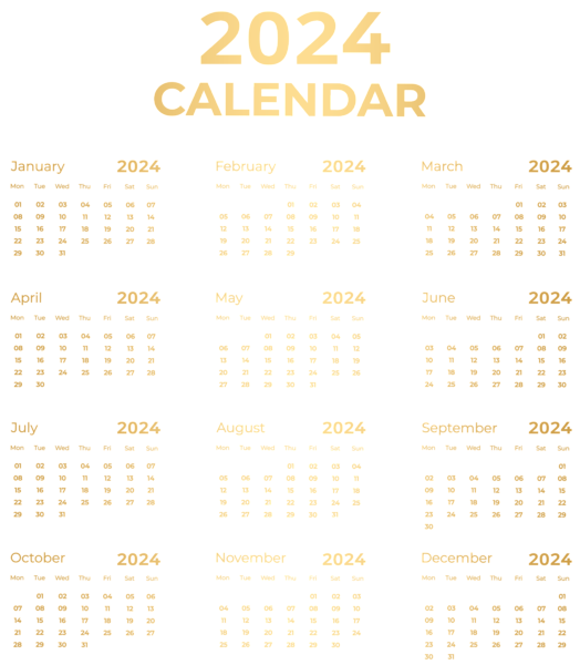 This png image - 2024 EU Gold Calendar PNG Clipart, is available for free download