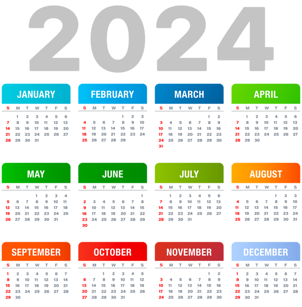 This png image - 2024 US Transparent Calendar PNG Clipart.png, is available for free download