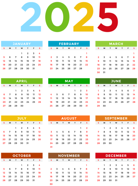 This png image - 2025 Calendar Colorful Transparent Image, is available for free download