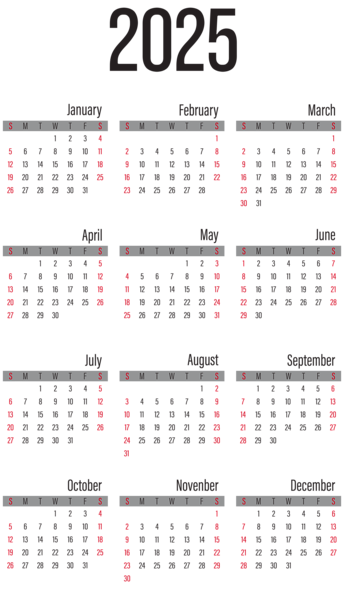 This png image - 2025 Calendar Large Transparent Image, is available for free download