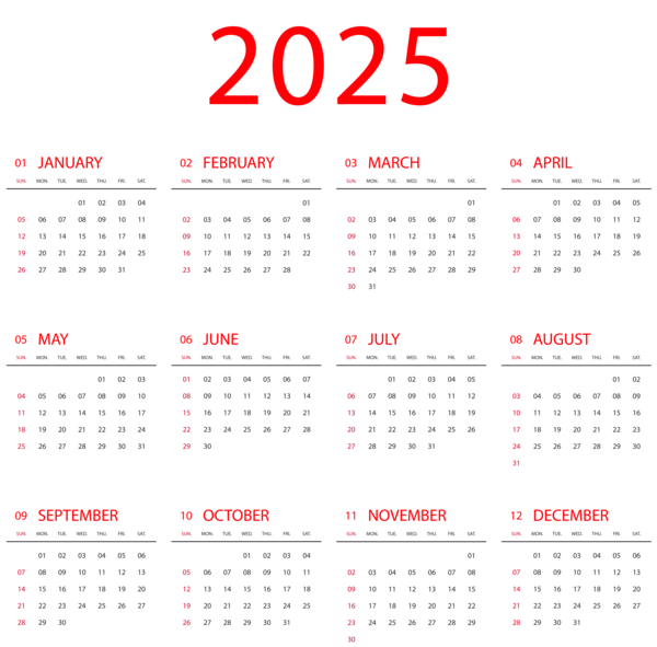 This png image - 2025 Calendar US Transparent PNG Clipart, is available for free download