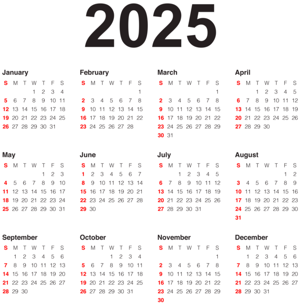 This png image - 2025 Transparent Calendar Black PNG Image, is available for free download