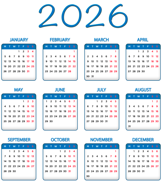 This png image - 2026 Blue EU Calendar Transparent Image PNG, is available for free download