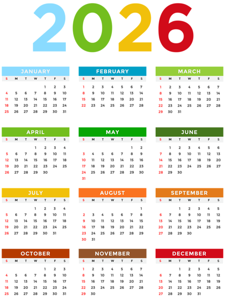 This png image - 2026 Calendar Colorful Transparent Image, is available for free download