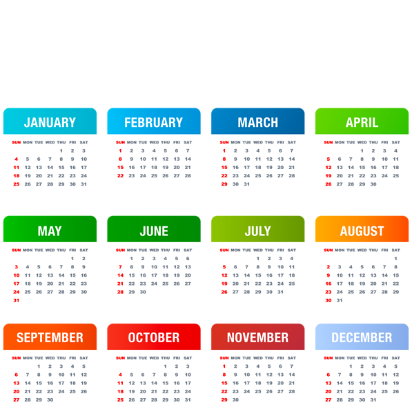 This png image - 2026 Calendar Colorful Transparent PNG Image, is available for free download