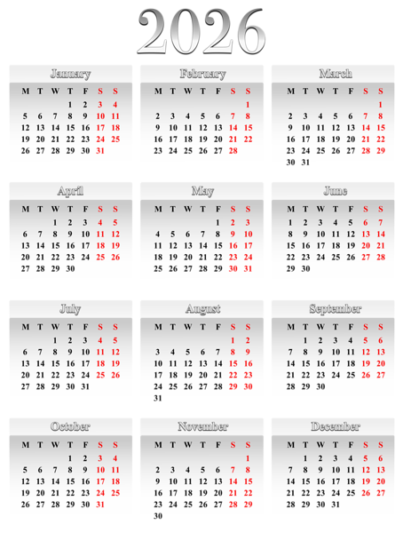 This png image - 2026 Calendar EU Large, is available for free download