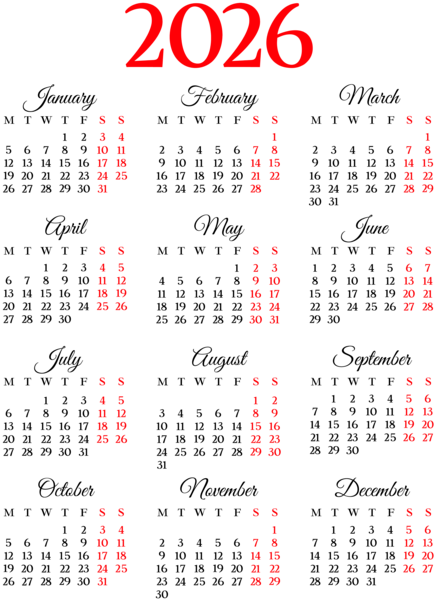 This png image - 2026 Calendar EU PNG Image, is available for free download
