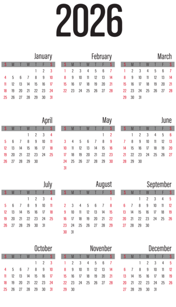 This png image - 2026 Calendar Large Transparent Image, is available for free download