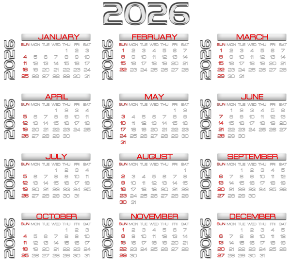 This png image - 2026 Calendar Mtallic Transparent Image, is available for free download
