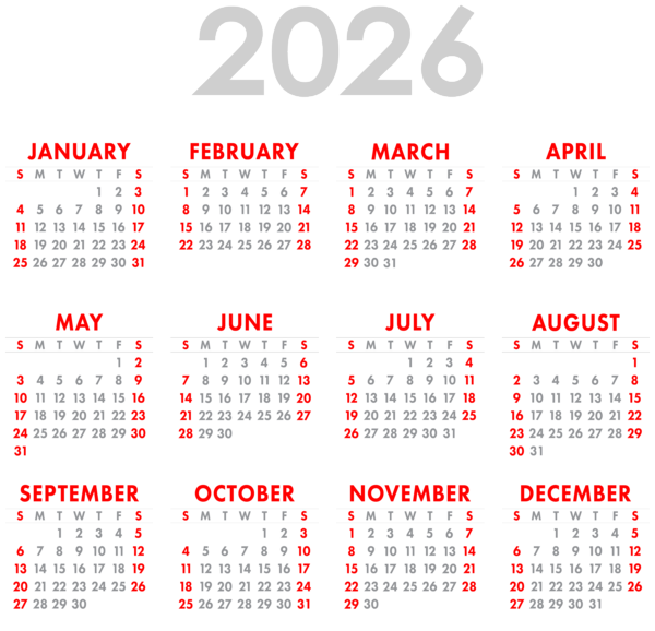This png image - 2026 Calendar Transparent Image PNG, is available for free download