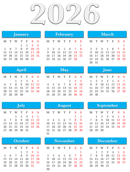 This png image - 2026 EU Calendar Blue Transparent PNG Clipart, is available for free download