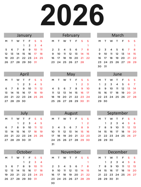 This png image - 2026 EU Calendar Classic Transparent Clipart, is available for free download