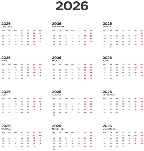 This png image - 2026 EU Calendar Transparent PNG Clipart, is available for free download