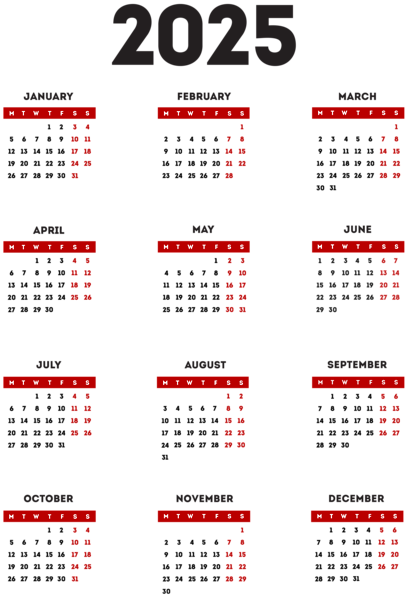 This png image - 2026 EU Calendar Transparent Red Black PNG Clipart, is available for free download