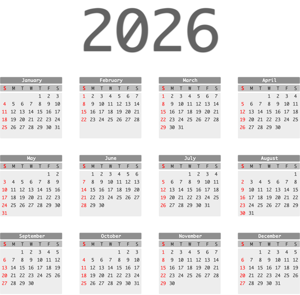 This png image - 2026 PNG US Calendar, is available for free download
