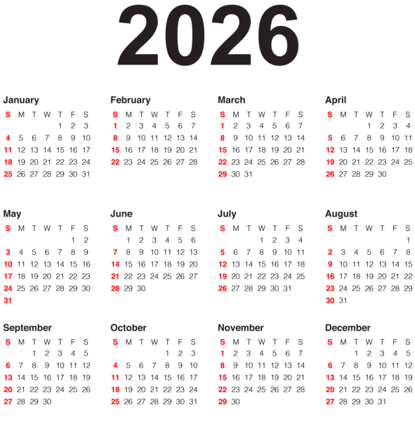This png image - 2026 Transparent Calendar Black PNG Image, is available for free download