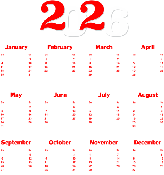 This png image - 2026 Transparent Calendar PNG Image, is available for free download