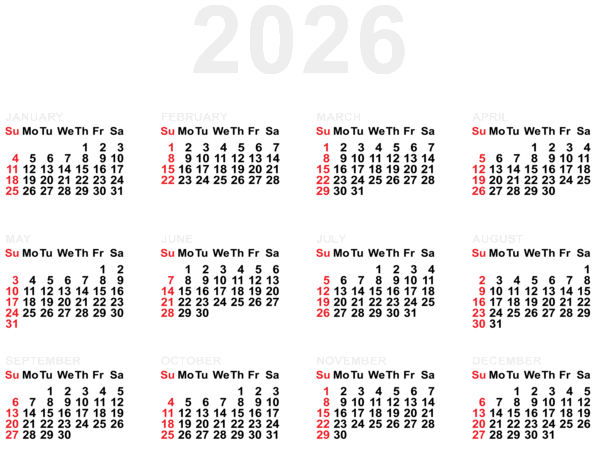 This png image - 2026 US Calendar PNG Clipart, is available for free download
