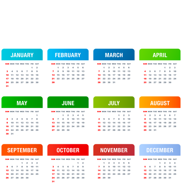 This png image - 2027 Calendar Colorful Transparent PNG Image, is available for free download
