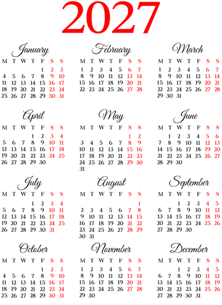 This png image - 2027 Calendar EU PNG Image, is available for free download