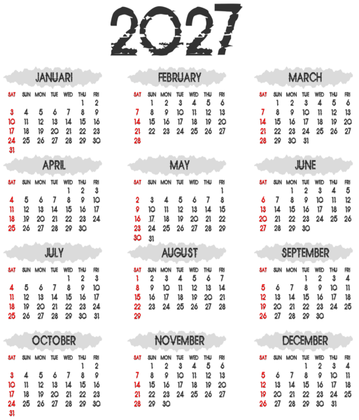 This png image - 2027 Calendar New US PNG Clipart, is available for free download