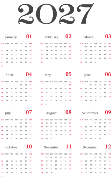 This png image - 2027 Calendar US Grey Transparent Clipart, is available for free download