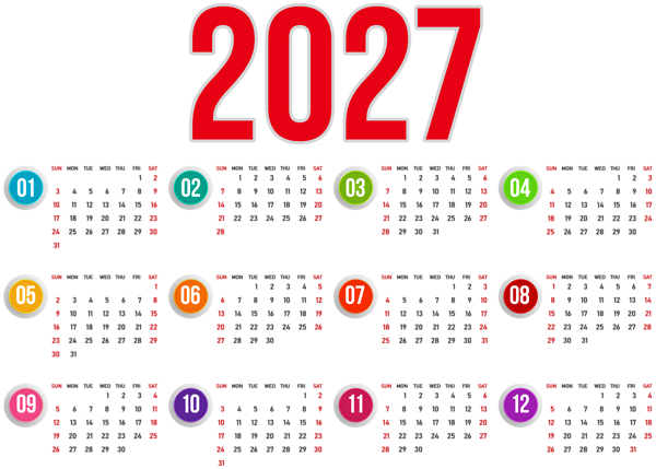 This png image - 2027 Calendar US Transparent PNG Image, is available for free download