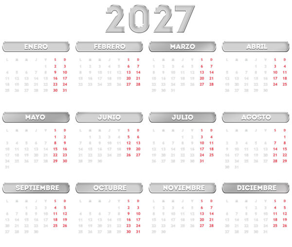 This png image - 2027 ES Metal Gray Calendar Transparent PNG Image, is available for free download