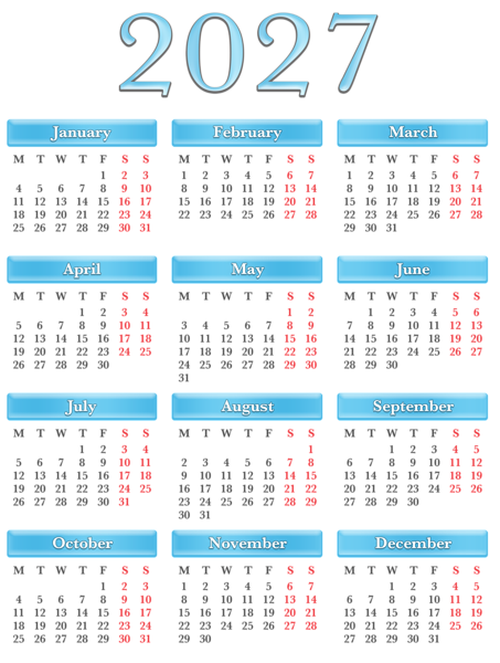 This png image - 2027 EU Calendar Blue Transparent PNG Clipart, is available for free download