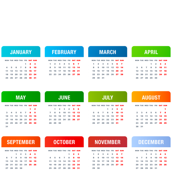 This png image - 2027 EU Calendar Colorful Transparent PNG Image, is available for free download