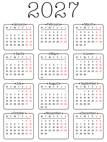 This png image - 2027 EU Calendar Elegant Transparent PNG Clipart, is available for free download