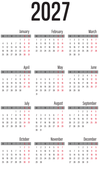 This png image - 2027 EU Calendar Large Transparent Image, is available for free download