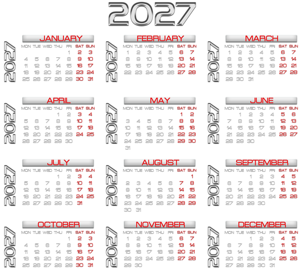 This png image - 2027 EU Calendar Metallic Transparent Image, is available for free download