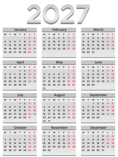 This png image - 2027 EU Calendar Neutral Transparent PNG Clipart, is available for free download