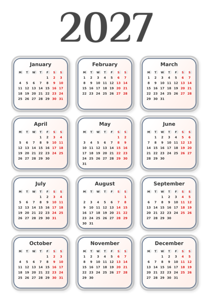 This png image - 2027 EU Calendar Rounded Frames Transparent PNG Image, is available for free download