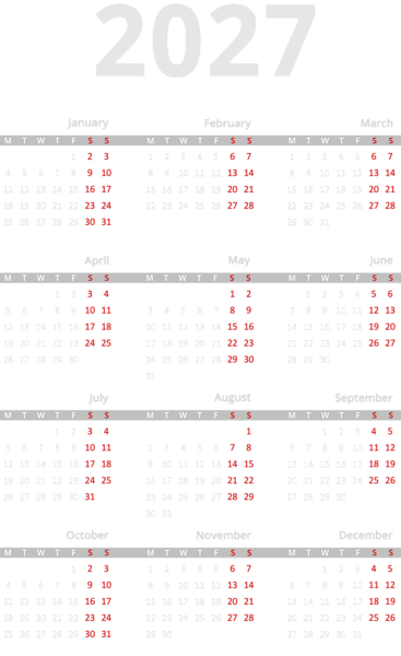 This png image - 2027 EU Calendar Transparent PNG Clipart, is available for free download