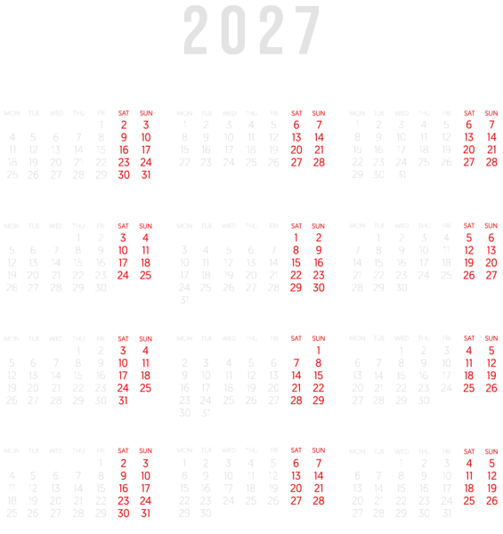 This png image - 2027 EU Calendar Transparent PNG Image, is available for free download