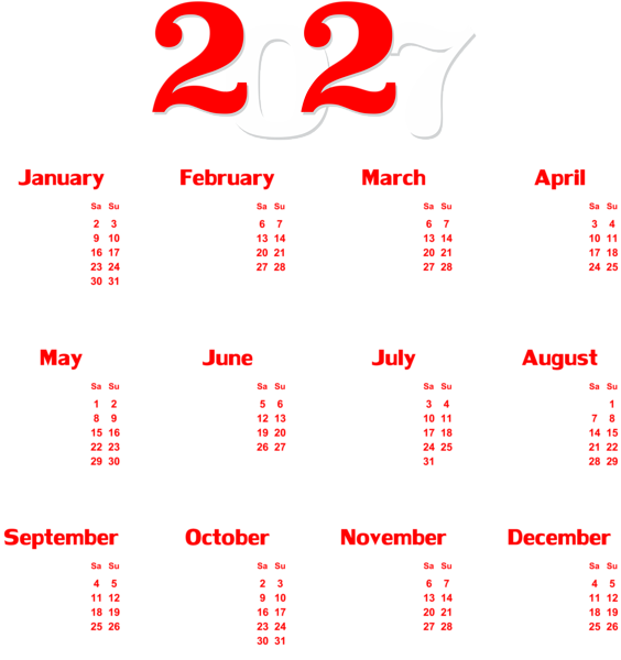 This png image - 2027 EU Calendar White Transparent PNG Clip Art, is available for free download