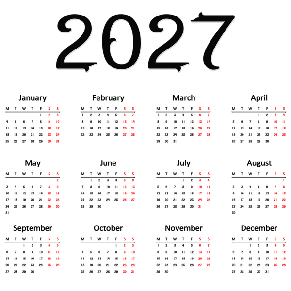This png image - 2027 EU PNG Transparent Calendar, is available for free download