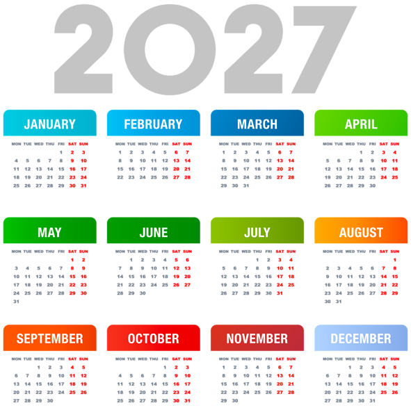 This png image - 2027 EU Transparent Calendar PNG Clipart, is available for free download