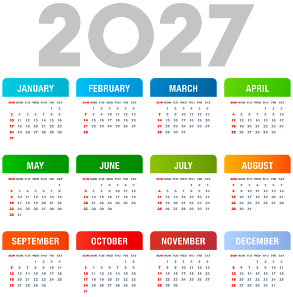 This png image - 2027 Transparent Calendar PNG Clipart, is available for free download