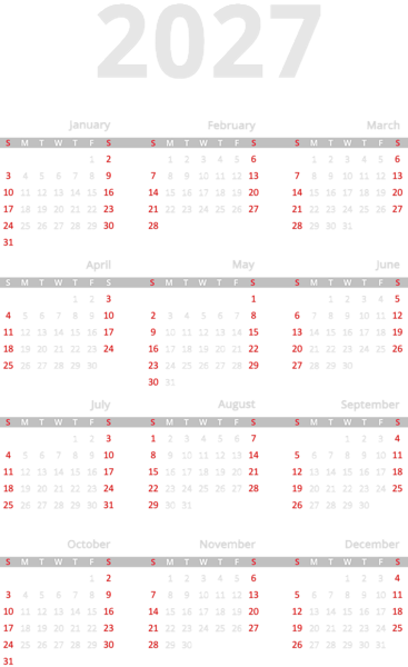 This png image - 2027 US Calendar Transparent PNG Clipart, is available for free download