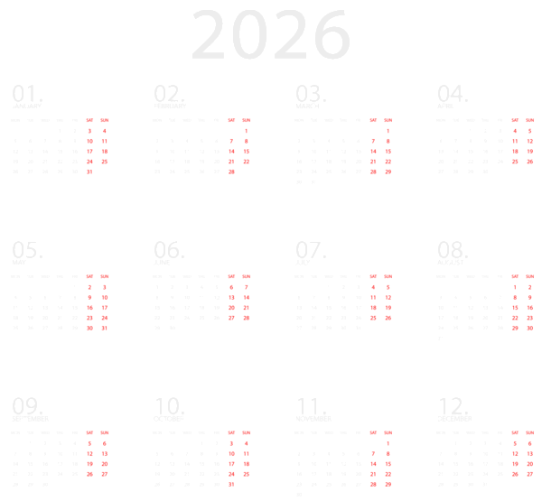 This png image - Calendar 2026 EU White Transparent Clipart, is available for free download