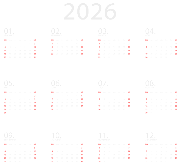 This png image - Calendar 2026 White Transparent Clipart, is available for free download
