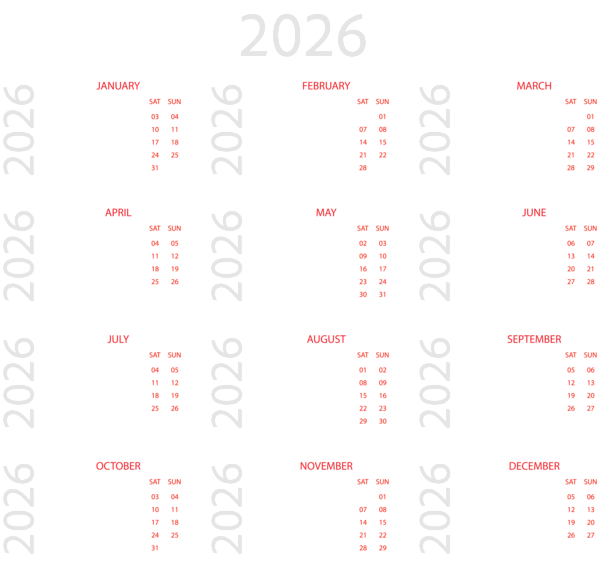 This png image - Calendar for 2026 EU White Transparent Clipart, is available for free download